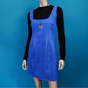 🆕️🌀MISSGUIDED Cobalt Blue Faux Suede Mini Dress w/ Embroidered Accents /(NWOT)